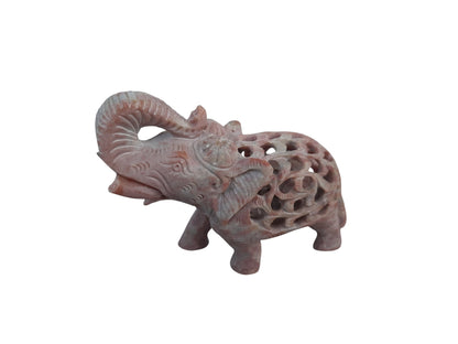 Hollow Elephant Statue (with Baby Elephant inside, Handmade, 3.5 inches)