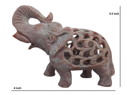 Hollow Elephant Statue (with Baby Elephant inside, Handmade, 3.5 inches)