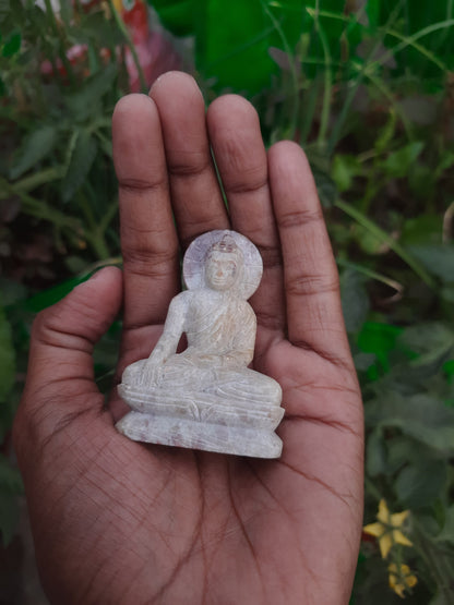 Buddha Stone Statue (Handmade, 2.25 inches, White)